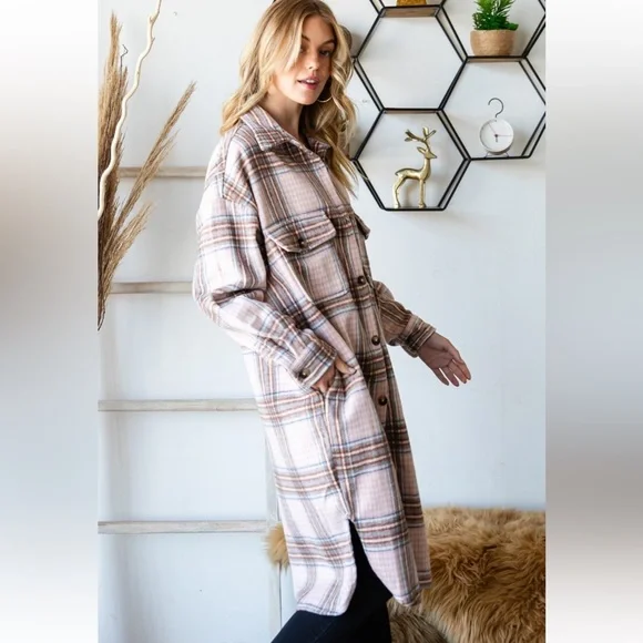 22 Fabulous Wool Mix Plaid Checker Longline Jacket - Picture 7 of 8